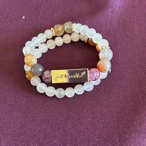 “Just Breathe” Agate Gemstone Stretch Bracelet Set